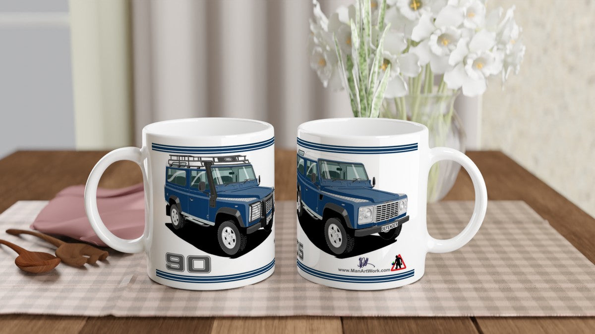 Land Rover Defender 90 TS5 7 seater in Blue  Art Mug