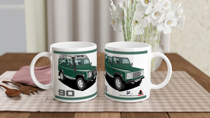 Land Rover Defender 90 TD5 7 seater in Green  Art Mug
