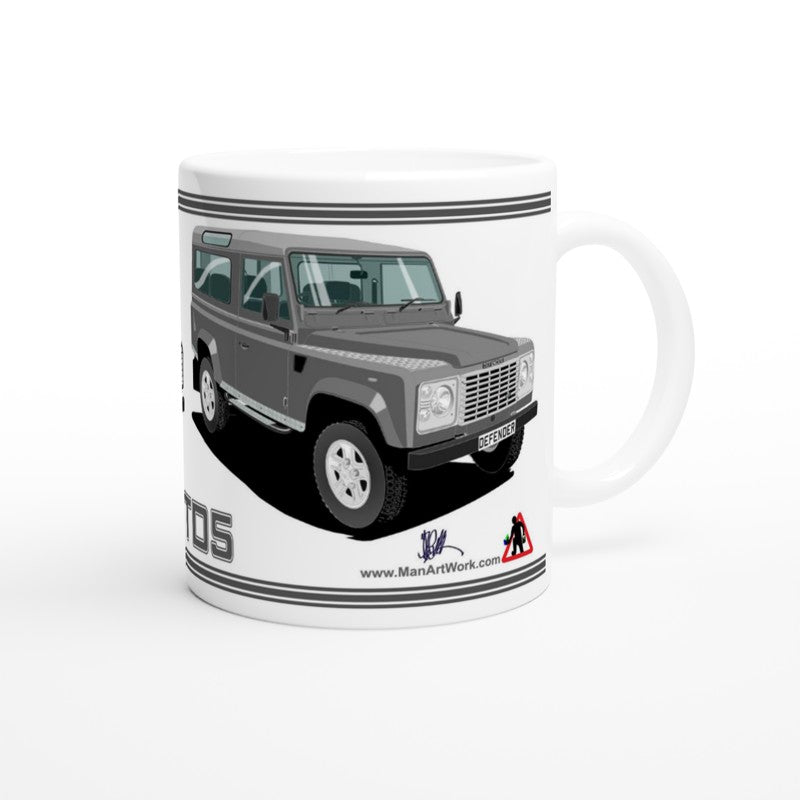 Land Rover Defender 90 TD5 7 seater in Grey  Art Mug
