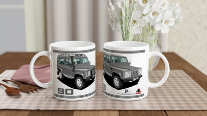 Land Rover Defender 90 TD5 7 seater in Grey  Art Mug