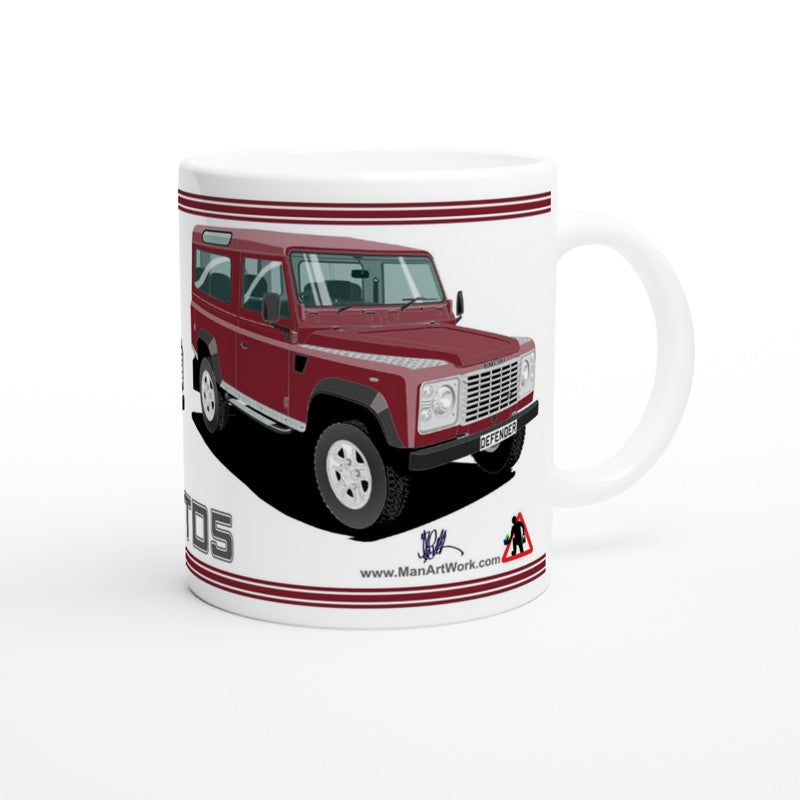 Land Rover Defender 90 TD5 7 seater in Metallic Red  Art Mug