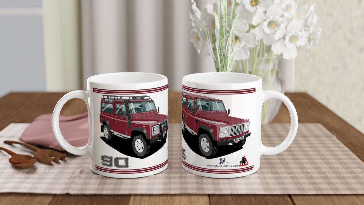 Land Rover Defender 90 TD5 7 seater in Metallic Red  Art Mug