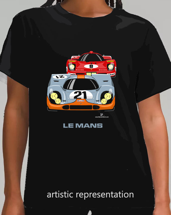 Le Mans Film Porsche 917 v Ferrari 512S Art T Shirt (Steve McQueen)