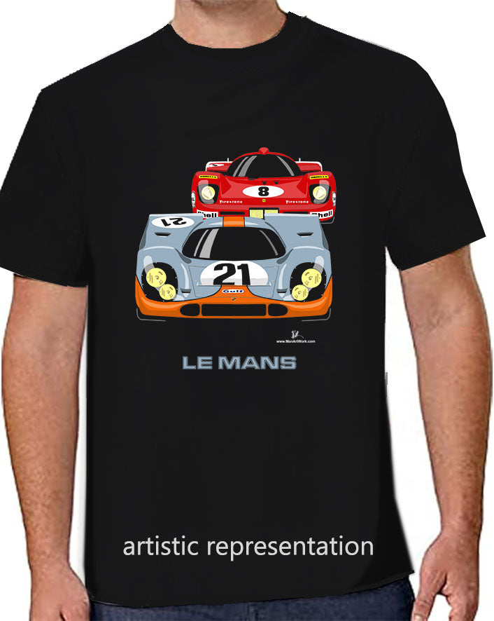 Le Mans Film Porsche 917 v Ferrari 512S Art T Shirt (Steve McQueen)