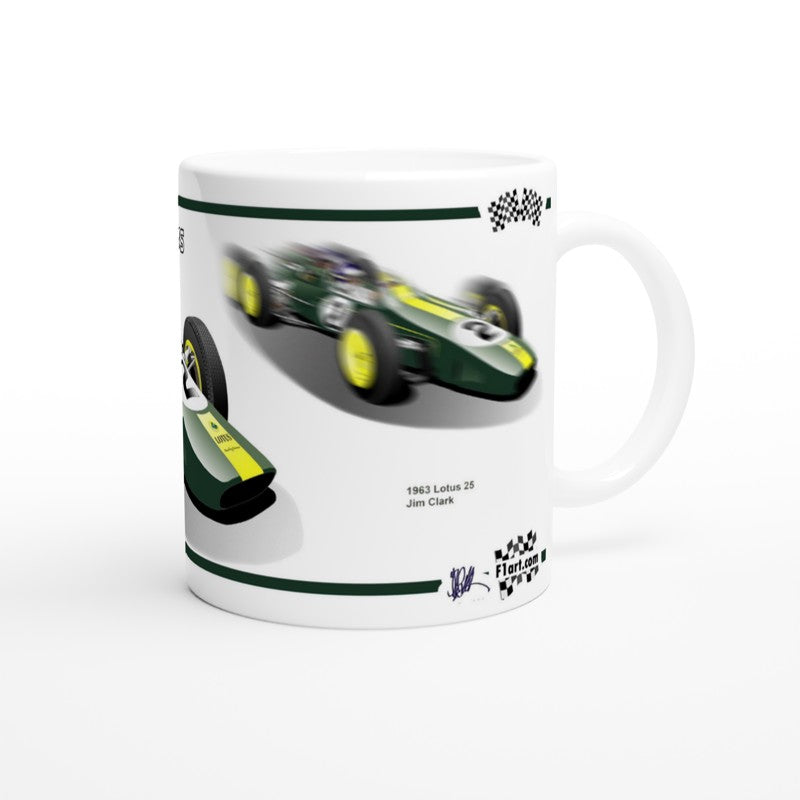 Lotus 25 1963 F1 Motor Racing Art Mug