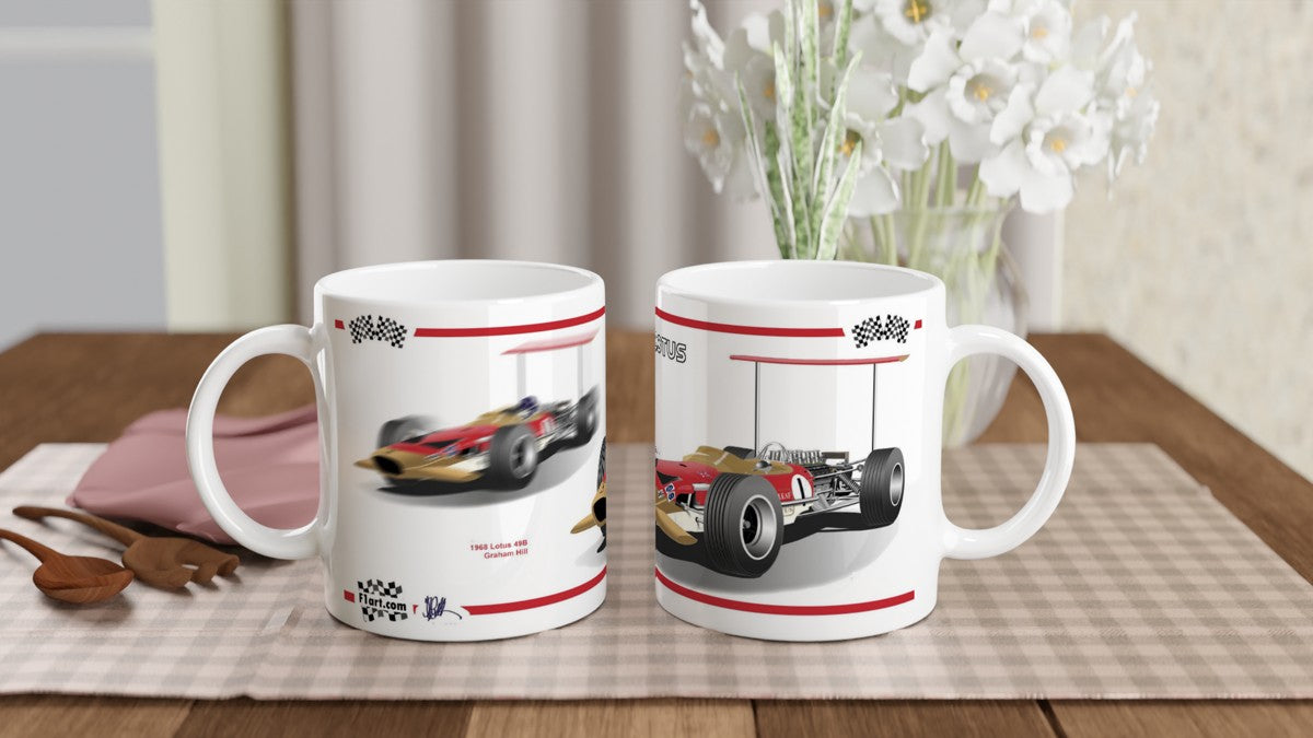 Lotus 49B 1968 F1 Motor Racing Art Mug