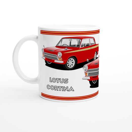 Lotus Cortina Mk1 in Red Art Mug