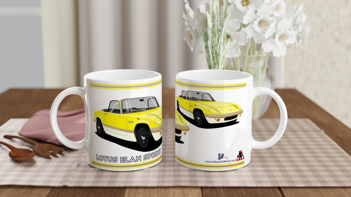 Lotus Elan Sprint Convertible in Yellow Art Mug