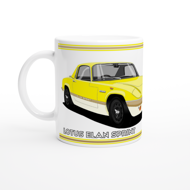 Lotus Elan Sprint Coupe in Yellow Art Mug