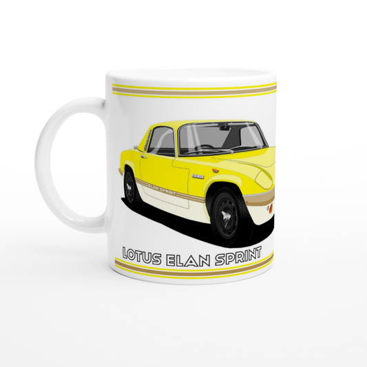 Lotus Elan Sprint Coupe in Yellow Art Mug