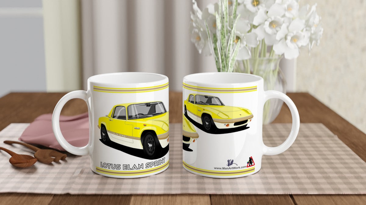 Lotus Elan Sprint Coupe in Yellow Art Mug