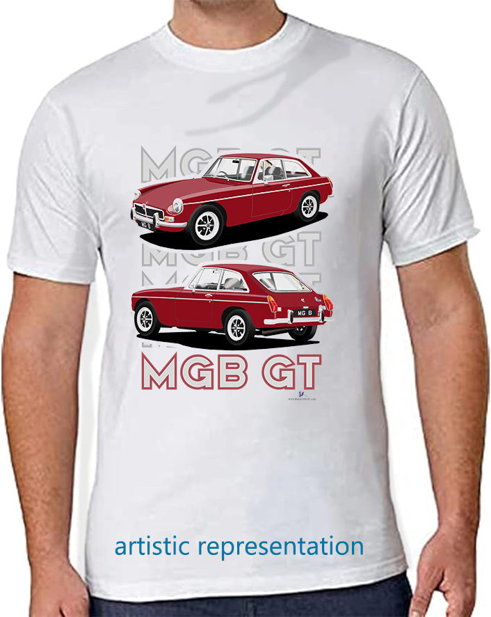MG B GT Mk3 in Burgundy Art T Shirt