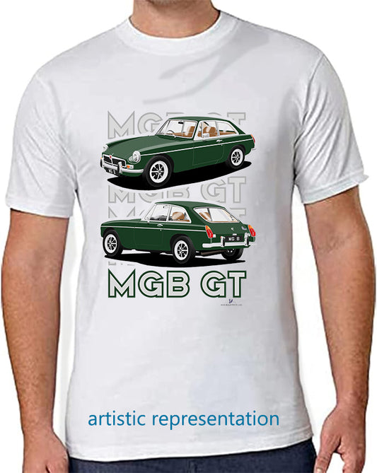 MG B GT Mk3 in Green Art T Shirt