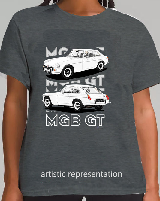 MG B GT Mk3 in White Art T Shirt