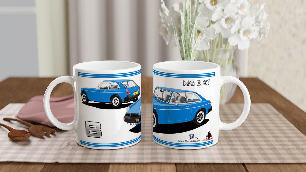 MG B GT Mk4 in Blue Art Mug