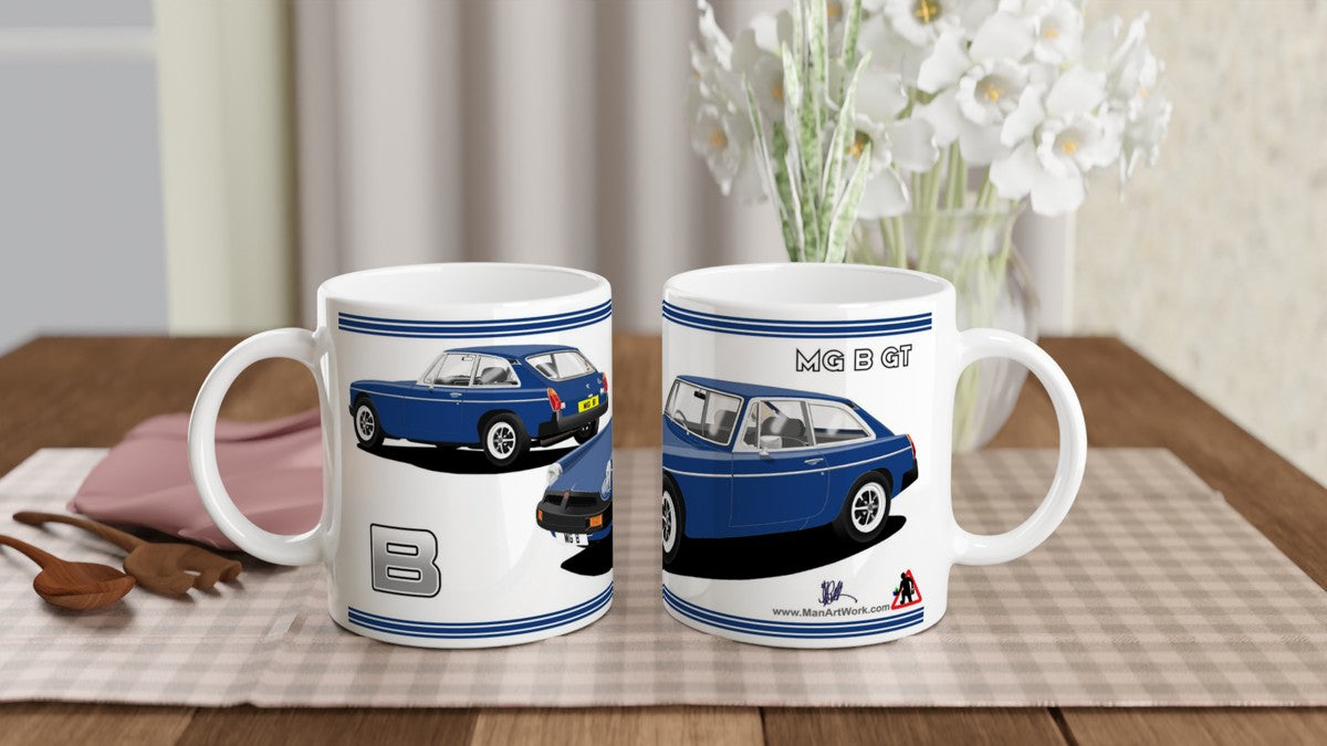 MG B GT Mk4 in Dark Blue Art Mug