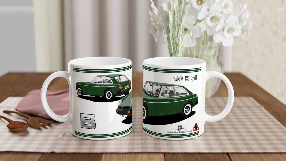 MG B GT Mk4 in Dark Green Art Mug