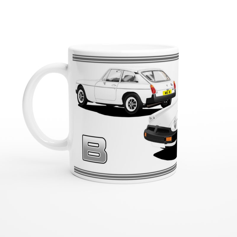 MG B GT Mk4 in White Art Mug