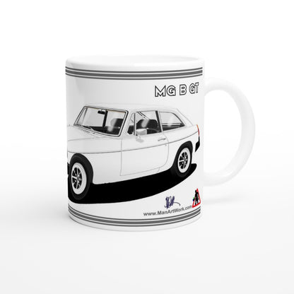 MG B GT Mk4 in White Art Mug