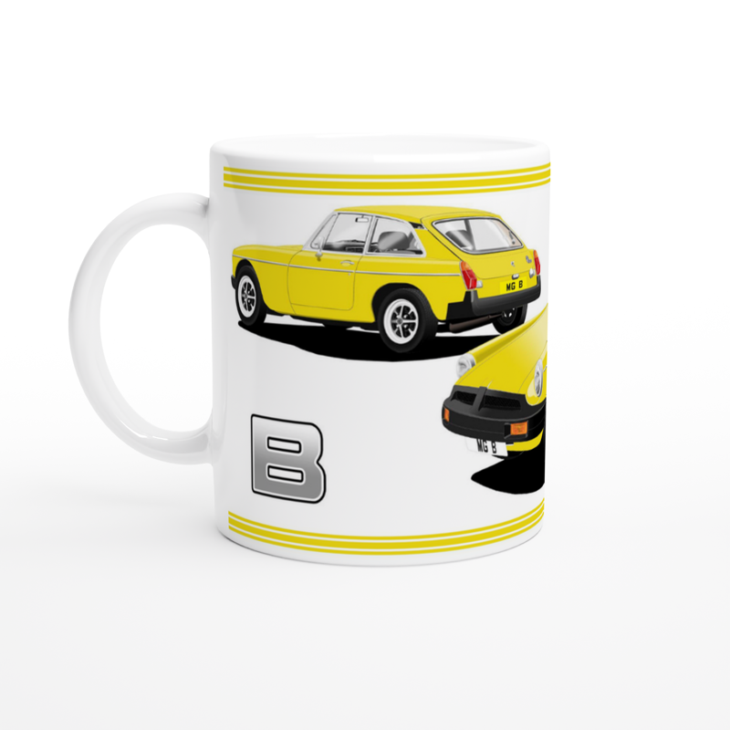 MG B GT Mk4 in Yellow Art Mug