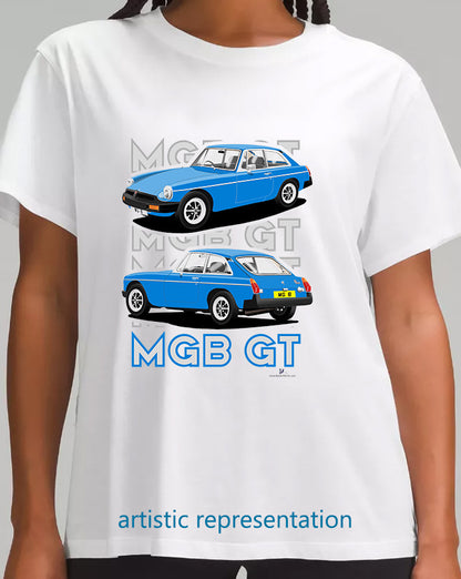 MG B GT Mk4 Rubber Bumper in Blue Art T Shirt