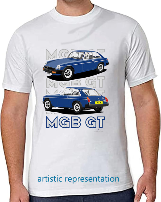 MG B GT Mk4 Rubber Bumper in Dark Blue Art T Shirt