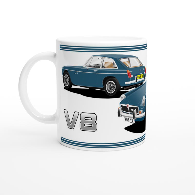 MG B GT V8 in Blue Art Mug