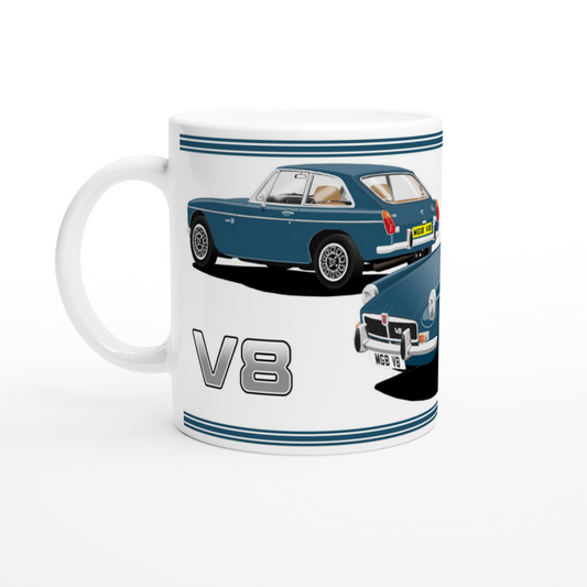 MG B GT V8 in Blue Art Mug