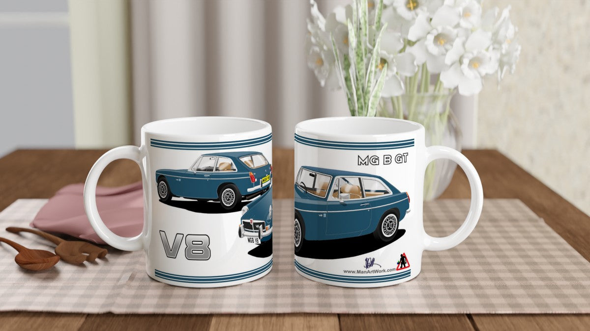 MG B GT V8 in Blue Art Mug