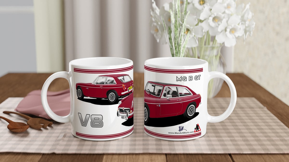 MG B GT V8 in Burgundy Art Mug