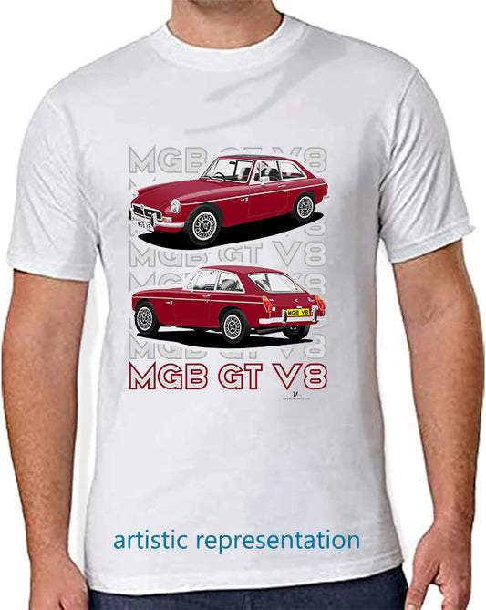 MG B GT V8 in Burgundy T Shirt