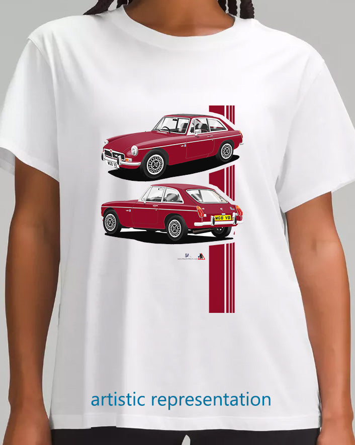 MG B GT V8 in Burgundy T Shirt