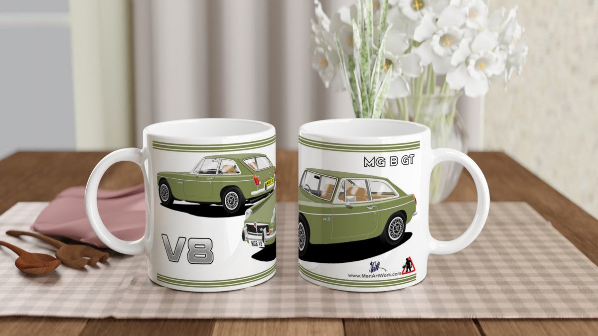 MG B GT V8 in Green Art Mug