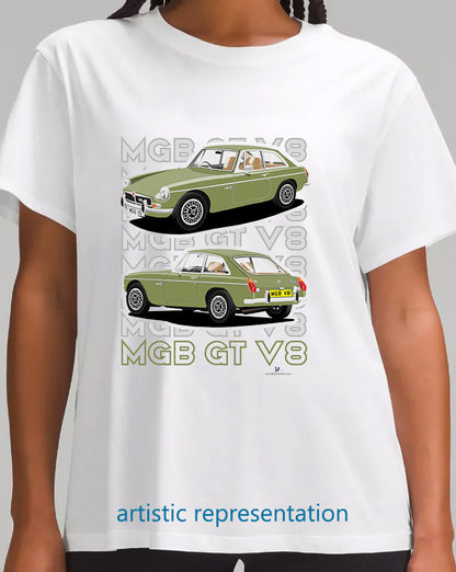 MG B GT V8 in Green T Shirt