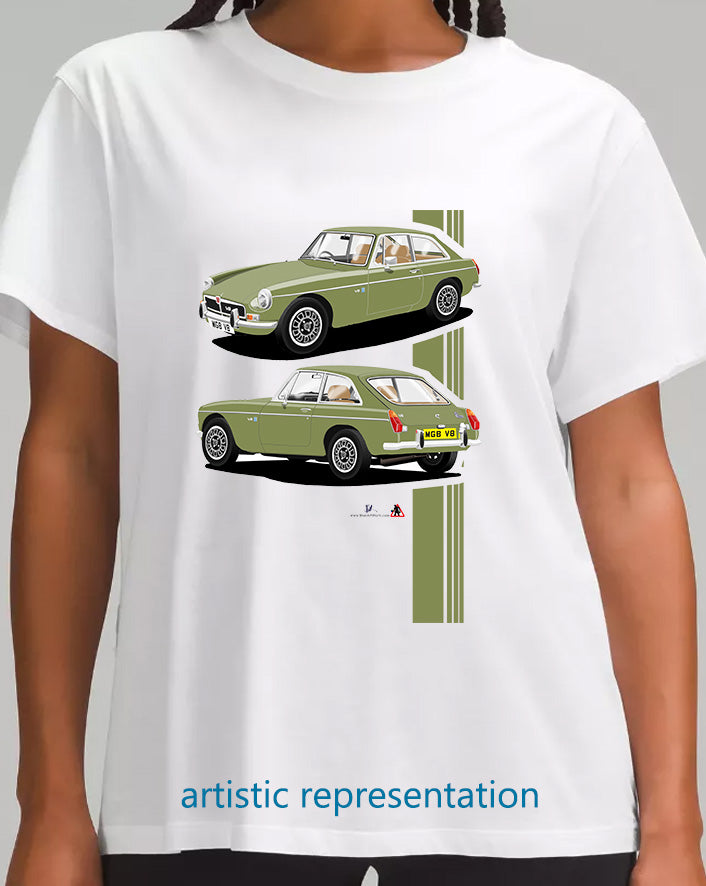 MG B GT V8 in Green T Shirt