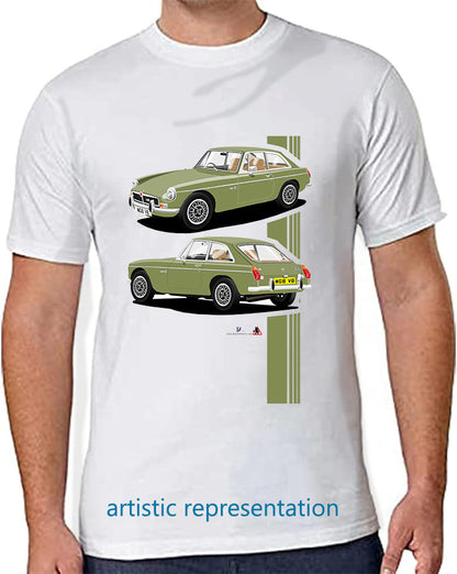 MG B GT V8 in Green T Shirt