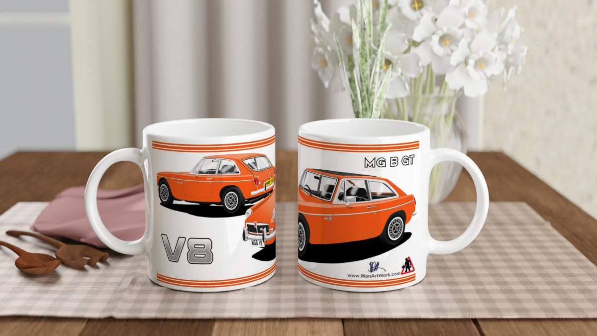 MG B GT V8 in Orange Art Mug