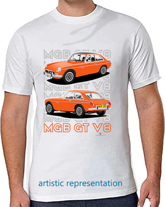 MG B GT V8 in Orange T Shirt