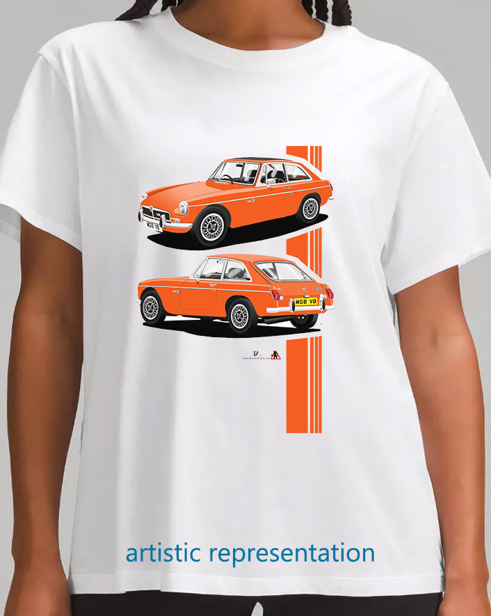 MG B GT V8 in Orange T Shirt