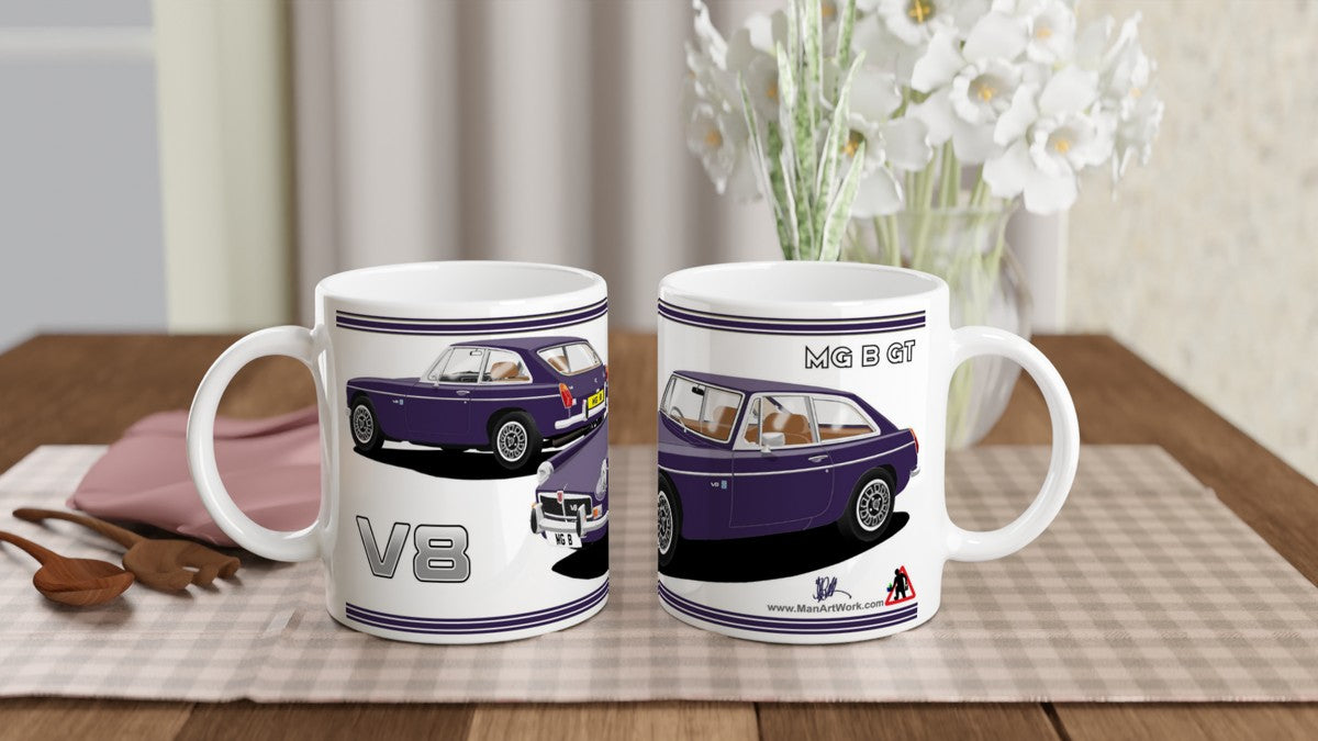 MG B GT V8 in Purple Art Mug