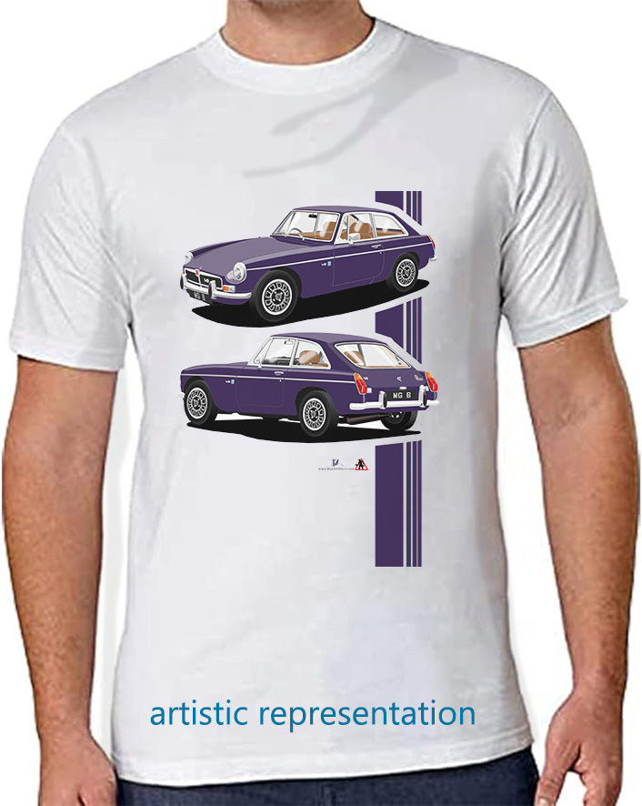 MG B GT V8 in Purple T Shirt