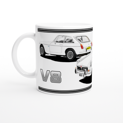 MG B GT V8 in White Art Mug