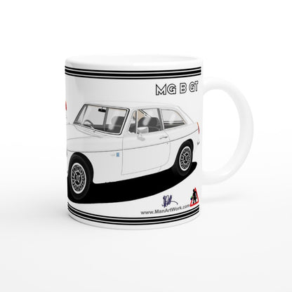 MG B GT V8 in White Art Mug