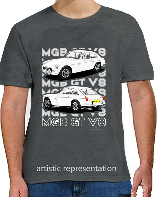 MG B GT V8 in White T Shirt
