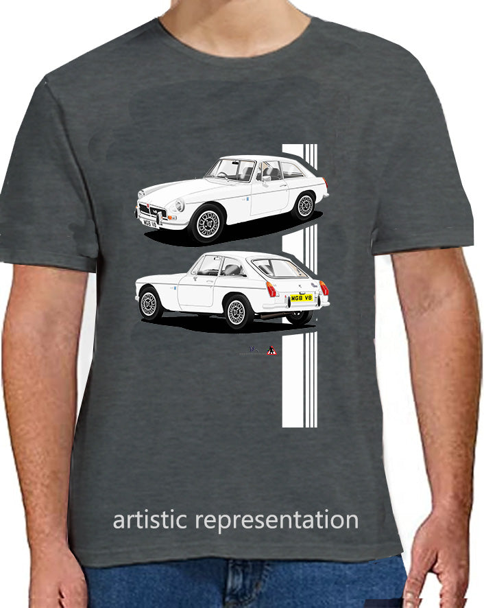 MG B GT V8 in White T Shirt