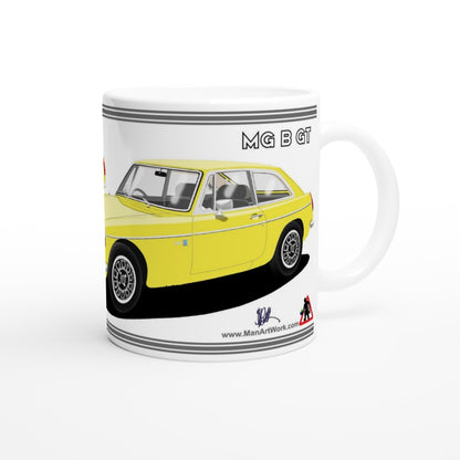 MG B GT V8 in Yellow Art Mug