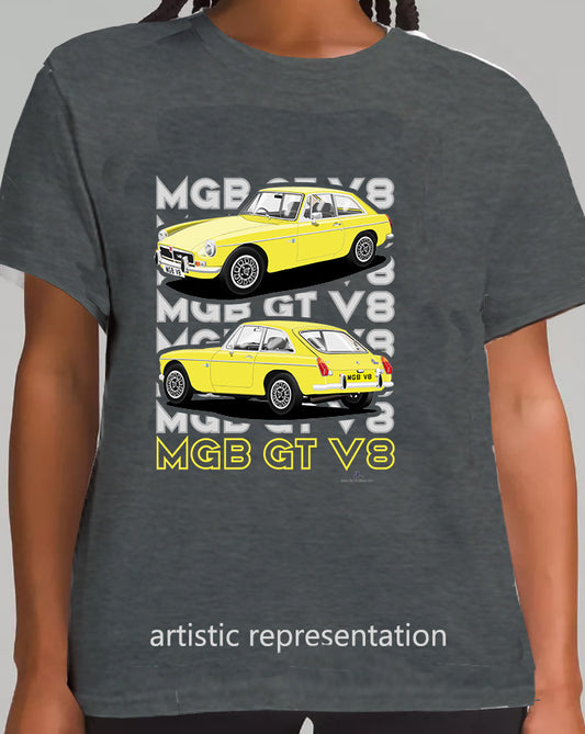 MG B GT V8 in Yellow T Shirt