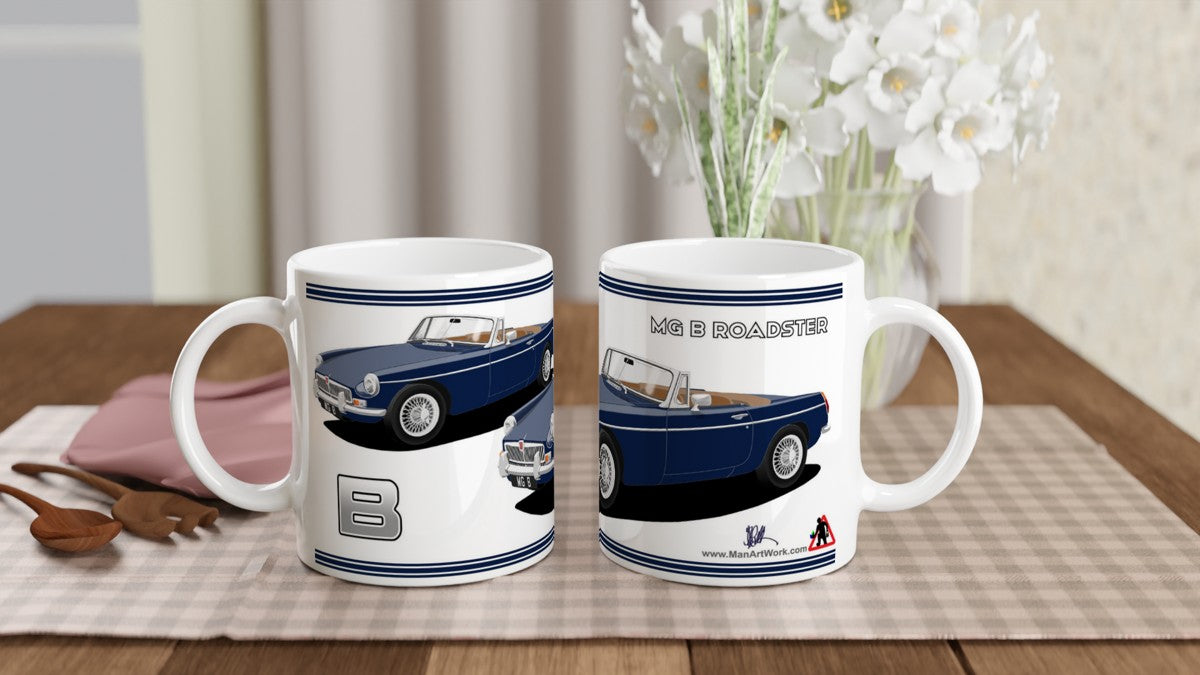 MG B Roadster Mk1 in Dark Blue Art Mug