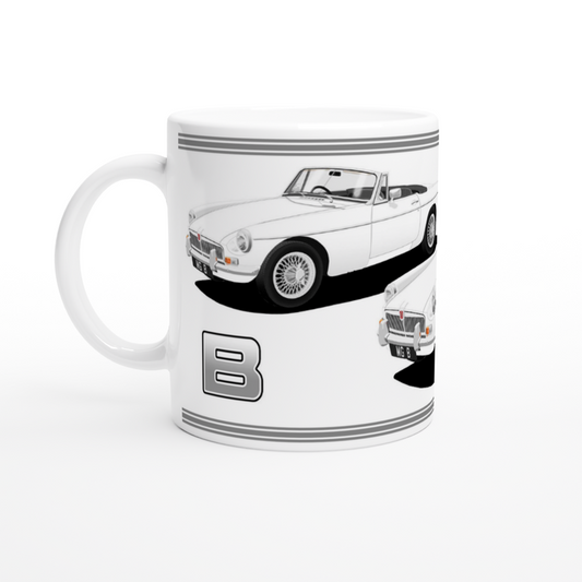 MG B Roadster Mk1 in White Art Mug