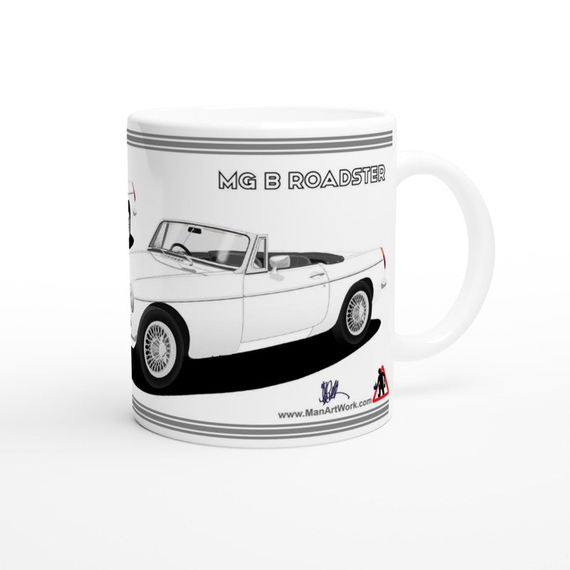 MG B Roadster Mk1 in White Art Mug